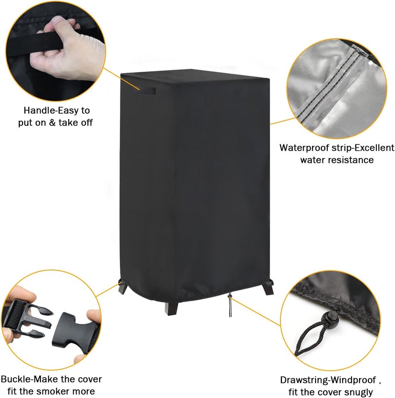 Aidetech Smoker Cover Fit for Masterbuilt MB20070210 Analog Electric Smoker, Waterproof Outdoor Grill Smoker Covers,Black (23" L x 21" W x 38" H) - Image 3